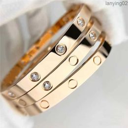 Designer Screw Bracelet Fashion Luxury Jewellery Bangle Bracelets Rose Gold Silver Steel Diamond bangles Nail Bracelets for Men Women 17 18 19 20 size