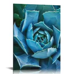 - Modern Canvas Painting Wall Art Blue Agave Picture Plant Painting Wall Decor Turquoise Teal Art Print Gallery Wrap Ready to Hang Modern Bedroom Decorations