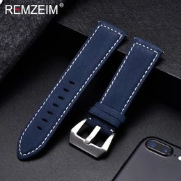 Genuine Leather Watchband Bracelet Black Blue Brown Vintage Matte Watch Strap For Women Men 18mm 20mm 22mm 24mm Wrist Band 240428