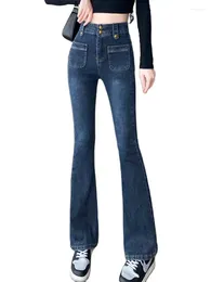 Women's Jeans Vintage Casual High-Waisted Stretch Slim Flared Trousers 2024 Fashion Clothing