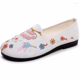 Casual Shoes YourSeason Ladies Canvas Embroidered Loafers Vintage Women Slip-On Walking Flats Comfort Sneakers Purple White Green