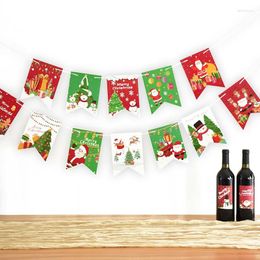 Decorative Flowers 1set Merry Christmas Paperboard Banner Happy Year DIY Home Decoration 2024 Party Navidad Window Hanging