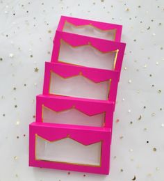 Empty pink crown box selling style fit 3D 5D 25mm 27mm eyelashes box can be custom package6347931