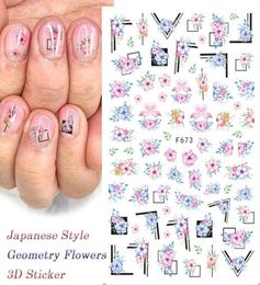 New Design 3D Butterfly Sliders Nail Stickers Colourful Flowers Red Rose Adhesives Manicure Decals Nail Foils Tattoo Decorations1786352