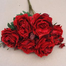 1 Boutique 11 Heads Artificial Silk Rose Flower Decorative Wreaths Wedding Party Gifts Rose Floral Decor FLOWER-237162