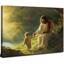 Иисус Христос и Дети холст, художественное плакат и стена искусство изображение печати современной семейной декор спальни.