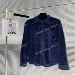 xinxinbuy Men designer Tee t shirt Coral velvet emboss letter long sleeve cotton women black white navy blue S-2XL 257H