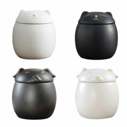 urn for pet ashes - Cat shaped commemorative Cremation urn - Handmade black decorative urn for funerals of pandas cats and dogs240527