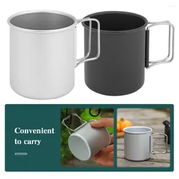 Cups Saucers 2Pcs 300ml Camping Cup Portable Coffee Mug With Foldable Handle Outdoor Water Travel Tumbler For Picnic