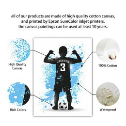 Soccer Jersey Shoes Custom Name Kids Football Posters And Prints Wall Art Canvas Painting Pictures Kids Room Boys Bedroom Decor