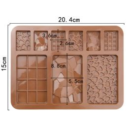 New 9-cavity Chocolate Silicone Mould Heart Broken Fondant Patisserie Candy Bar Mould Cube Cake Moulds Kitchen Baking Accessories