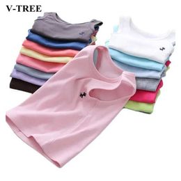 Tank Top V-TREE Boys T-shirt Cotton Girls Tops Coloured Kids Underwear Model Baby Camisole Toddler Undershirt Children Singlets Y240527