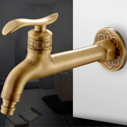 Bathroom Sink Faucets Washing Machine Faucet Wall Mounted Garden Water Taps Antique Brass Mop Pool Single Handle Cold Dragon