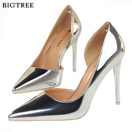Dress Shoes BIGTREE Woman High Heels Patent Leather Classic Pumps Pointed Toe Party Wedding Bridal Lady Sexy Stiletto Size 34-43 H240527