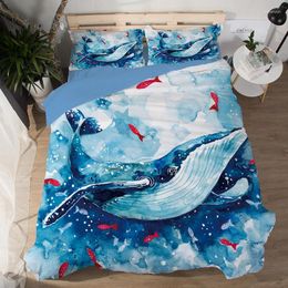 Bedding Sets Underwater World Whale 3pcs Soft Blue Comfortable Bedclothes Duvet Cover Quilt Pillow Cases Home Textiles