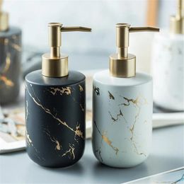 Liquid Soap Dispenser 300ml Shampoo Bottles Bathroom Marble Pattern Ceramic Shower Gel Hand Washing Empty Refill Sub-bottle