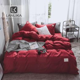 Bedding Sets Lanlika Red Set Double Flat Sheet Duvet Cover Bed Linen Cotton Pillowcase Bedspread Bedclothes Adult Home Textiles