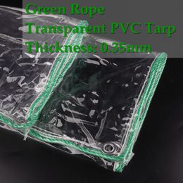 Customise Size 0.35mm Thicken Transparent PVC Tarpaulin Green Rope Rainproof Tarp Super-perspective Garden Plant Truck Cover