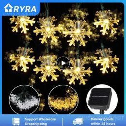 6.5m 30leds Snowflake String Lights Solar Lamp Fairy Lights 8 Modes Christmas Garden Garland Decor New Year Noel Navidad Gifts