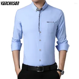 Men's Casual Shirts Men Cotton Shirt Tops Long Sleeve For Summer Solid England Style Office Male Fashion Clothing 00852