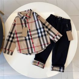 New designer boy spring and fall shirt fashion clothing long sleeve fashion handsome two-piece set 100-150 A2