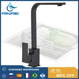 Kitchen Faucets Square Faucet Matte Black Polished Chorme And Cold Sink Tap 360 Degree Rotation Mixer Deck Mounted Water