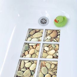 Funlife 3D Anti Slip Waterproof Bathtub Sticker Self-adhesive Tub Decal Cobblestone For Kids Shower Bath Mats Bathroom Decor 201116 309L