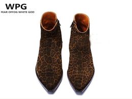 new euro vintage style Style Leopard grain Leather shoes mens boots shoes9060664