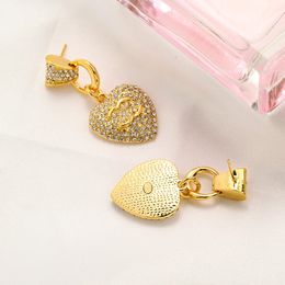 Luxury Earrings Designer Earrings Letter Stud Back Stamp Stainless Steel 18k Gold Plated Inlay Rhinestone Earrings Women Wedding Party Gifts Accessory