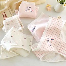 Panties 5PCS Kid Cotton Cartoon Antibacterial Panties Girls Thin Breathable Soft Briefs 3+y Young Child Underwears Toddler Cute Knickers Y240528
