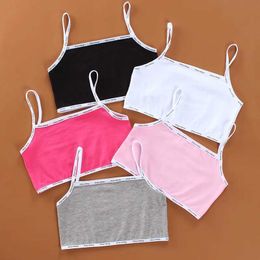 Camisole 4pc/Lot Girls Bras Sports Bra Solid Colour Cotton No Rims Spandex Natural Hot Simle 8-15Years Y240528
