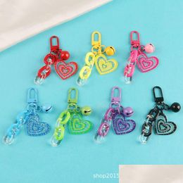 Party Favour Creative Love Bell Car Key Chain Pendant Small Fresh Colour Acrylic Accessories Couple Bag Decoration Drop Delivery Home Ga Dh89O