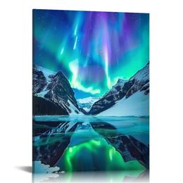Aurora Borealis Canvas Wall Art Snody Mountain Landscape Zdjęcie Northern Light