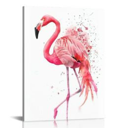 Różowy flamingo dekoracje ścienne akwarela na płótnie nadruki malowanie nowoczesne abstrakcyjne zdjęcia zwierząt dla pokoju urocze zwierzęce portret po sypialni wystrój łazienki