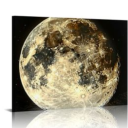 Księżyc na płótnie na płótnie pionowy czarny i złoty obraz księżyca na morzu nadruk nowoczesny apartament do sypialni wystrój dla mężczyzn