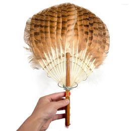 Decorative Figurines Natural Vintage Chinese Fan Feather 1pc Zhuge Liang Wedding Party Black Dance Hand Wood Craft Decoration Accessories