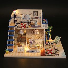 Creative handmade toys DIY toy assembly doll house 3D wooden beach Handmade model 240528