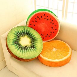Pillow 3D Fruit Stool Stump Watermelon Orange Lime Kiwi Wood Slice Sponge Core Doll Seat Pad Home Decor