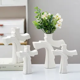 Vases Nordic Ceramics Crucifix Vase Home Decoration Ornaments White Vegetarian Geometry Flower Pot Decorations Crafts Gifts