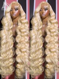 Brazilian 30 40 inches Body Wave 613 Honey Blonde HD Transparent Lace Front Human Hair Wigs 13x6 Frontal Wig Glueless 240515