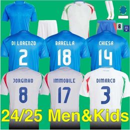 Soccer Jerseys Italian 2024 Euro Cup National Team RASPADORI BAGGIO Italia Jersey VERRATTI CHIESA Vintage JORGINHO Football Shirt BARELLA MALDINI Kids Kit