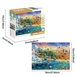 Puzzles 1000 Pieces Animal World Jigs Puzzles for Adults Home Decor Games Family Fun Floor Puzzles Educational Toys for Kids