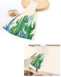 Towel Tropical Plant Cactus Succulent Hand Towels Home Kitchen Bathroom Hanging Dishcloths Loops Quick Dry Soft Absorbent Custom