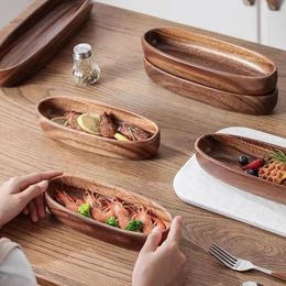 Plates South American Walnut Boat-shaped Bowl Creative Wooden Salad Fruit Solid Wood Mandarin Duck Plate Po Props Ins