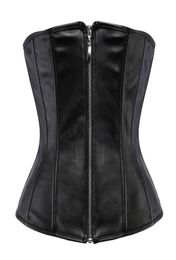 Women Black Faux PU Leather Underbust Zipper Laceup Corset Fashion Body Shapers Waist Belt Slimming Shaperwear Plus Size S6XL5676879