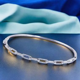 Tianyu Gems Girls Fine Jewelry White Moissanite And 10K Gold Bangle With Pure Diamond Size Free