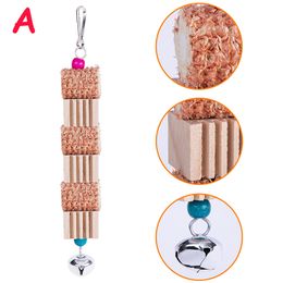 Natural Bird Parrot Toys Wood Chewing Bite Toys with Cuttlefish Bone/Rattan Ball/Corncob Pet Bird Accessories