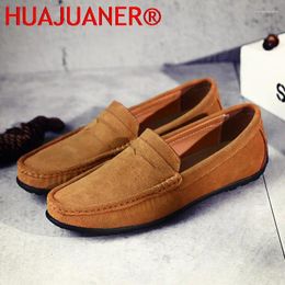 Casual Shoes Summer Mens Loafers Fashion Men Shoe Suede Genuine Leather Light Moccasins Outdoor Slip On Men's Flats Male Driving