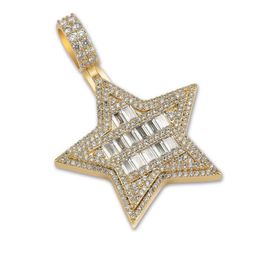 Pendant Necklaces Fashion Charm Hip Hop Jewellery Micro Paved Cubic Zirconia Bling Iced Out Star Necklace Rapper Gift For Women Men 240d