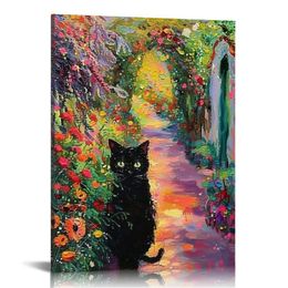 Funny Black Cat Wall Art Cats in Famous Paintings Posters Prints Vintage Gallery Wall Decor Pictures Eclectic Cute Preppy Aesthetic Room Decor
